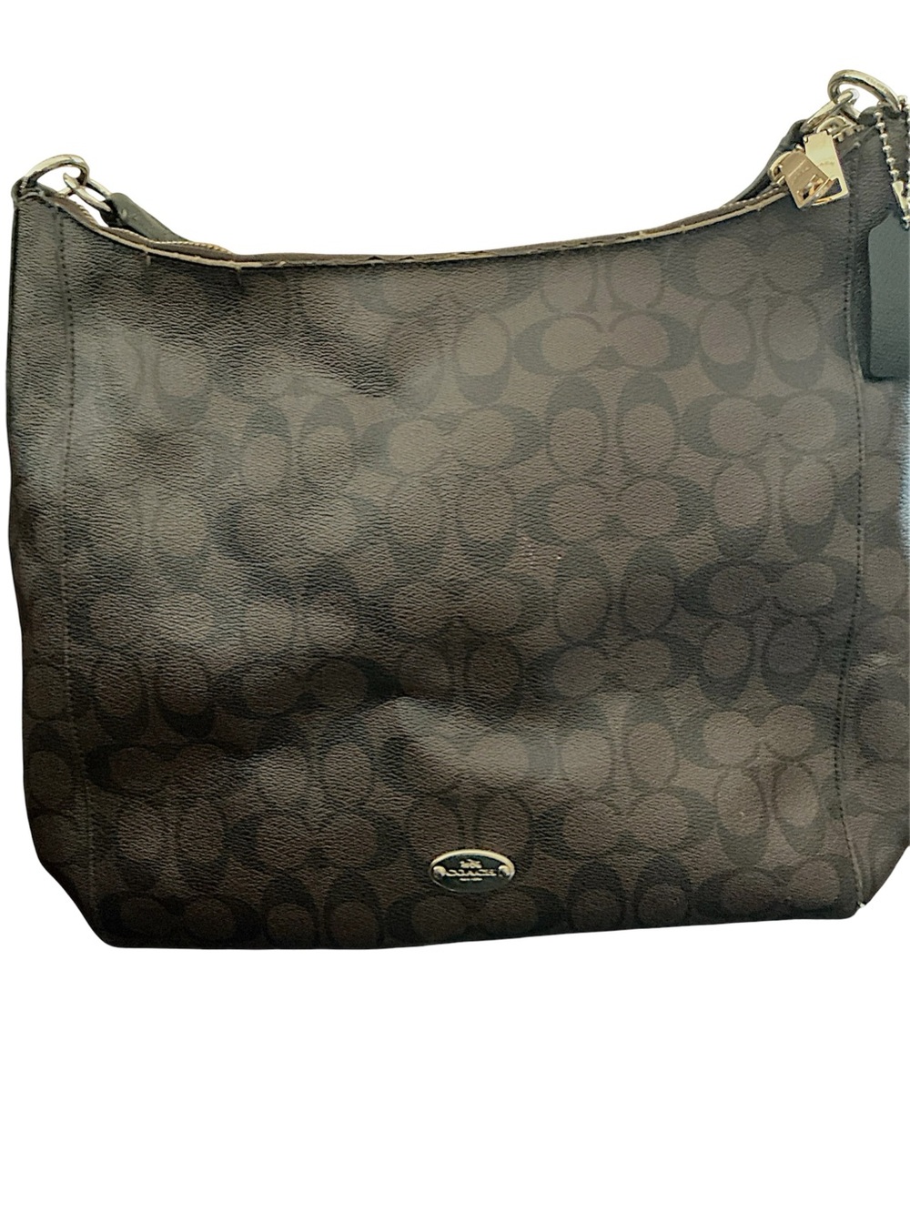 Coach Signature Monogram Hobo Bag in Black and Dark Gray